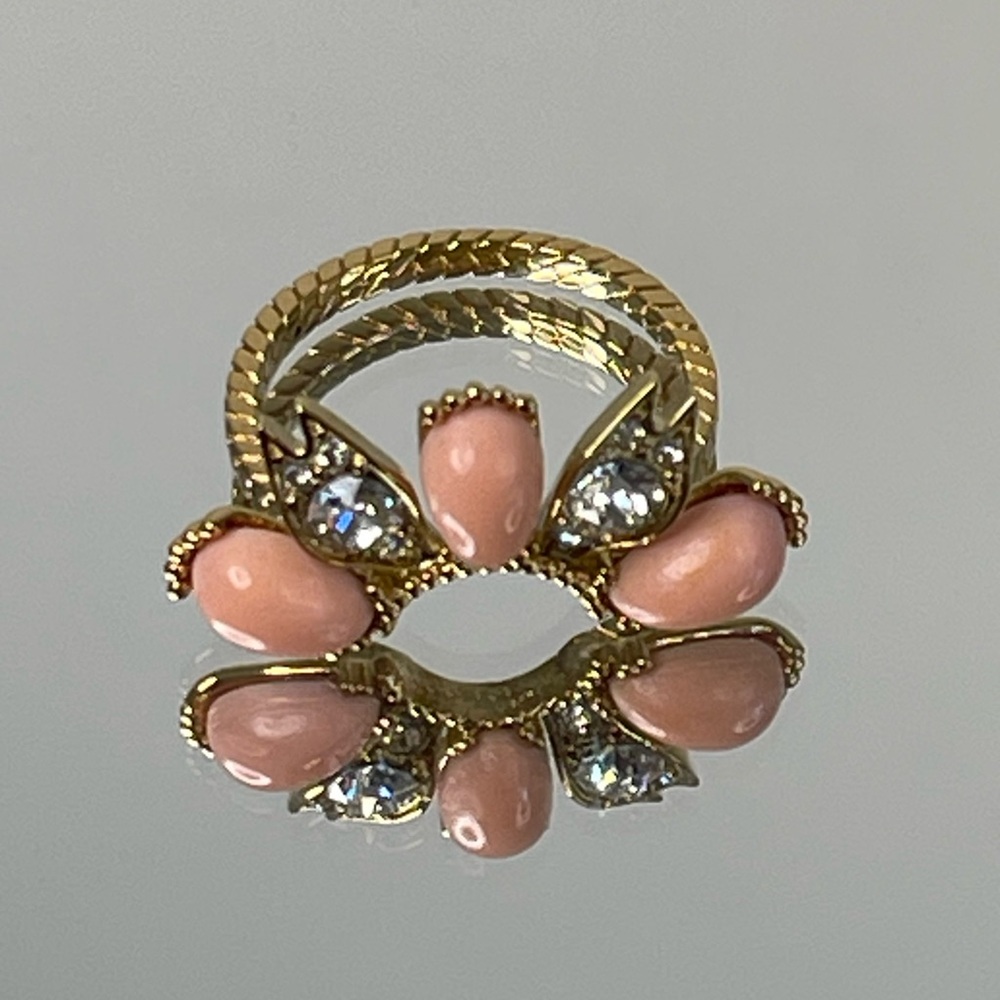 GUCCI Interlocking G Flower 3-row Gold Tone Ring sz: 55/ 7 1/4 - Picture 4 of 14